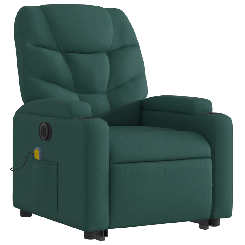 vidaXL Electric Stand up Massage Recliner Chair Dark Green Fabric