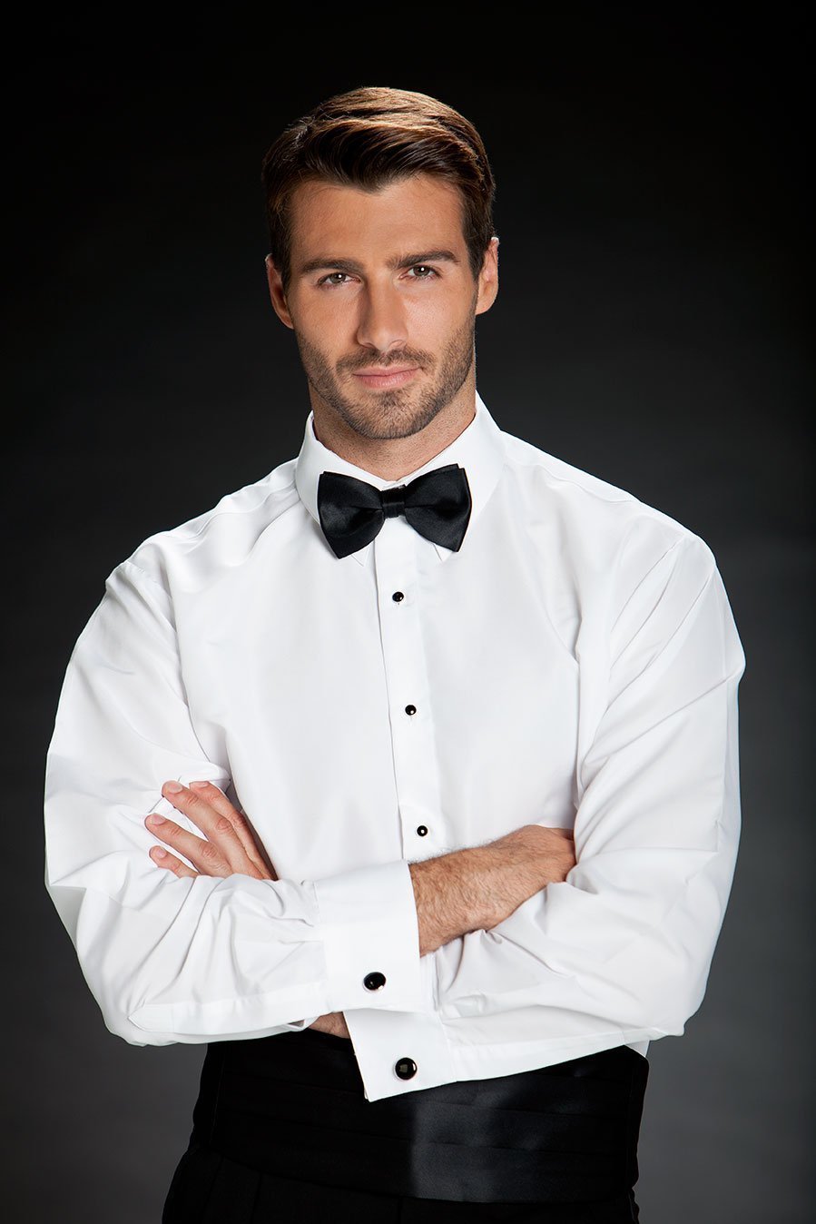 "Como" White Laydown Tuxedo Classic Fit Shirt