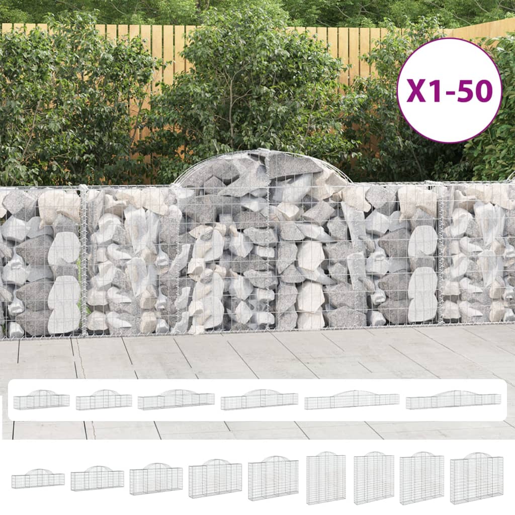 vidaXL Arched Gabion Baskets 5 pcs 157.5"x19.7"x39.4"/47.2" Galvanized Iron